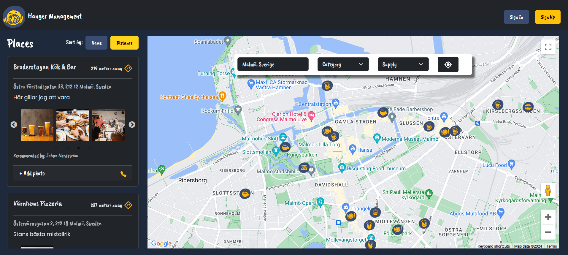 React Firebase Food Guide App with Map Integration and User Recommendations