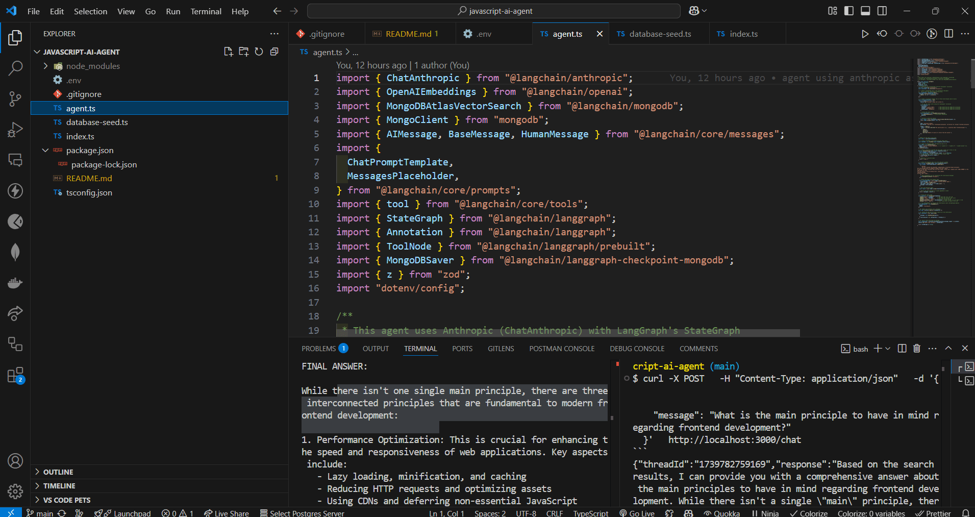 TypeScript LangGraph AI Agent with MongoDB