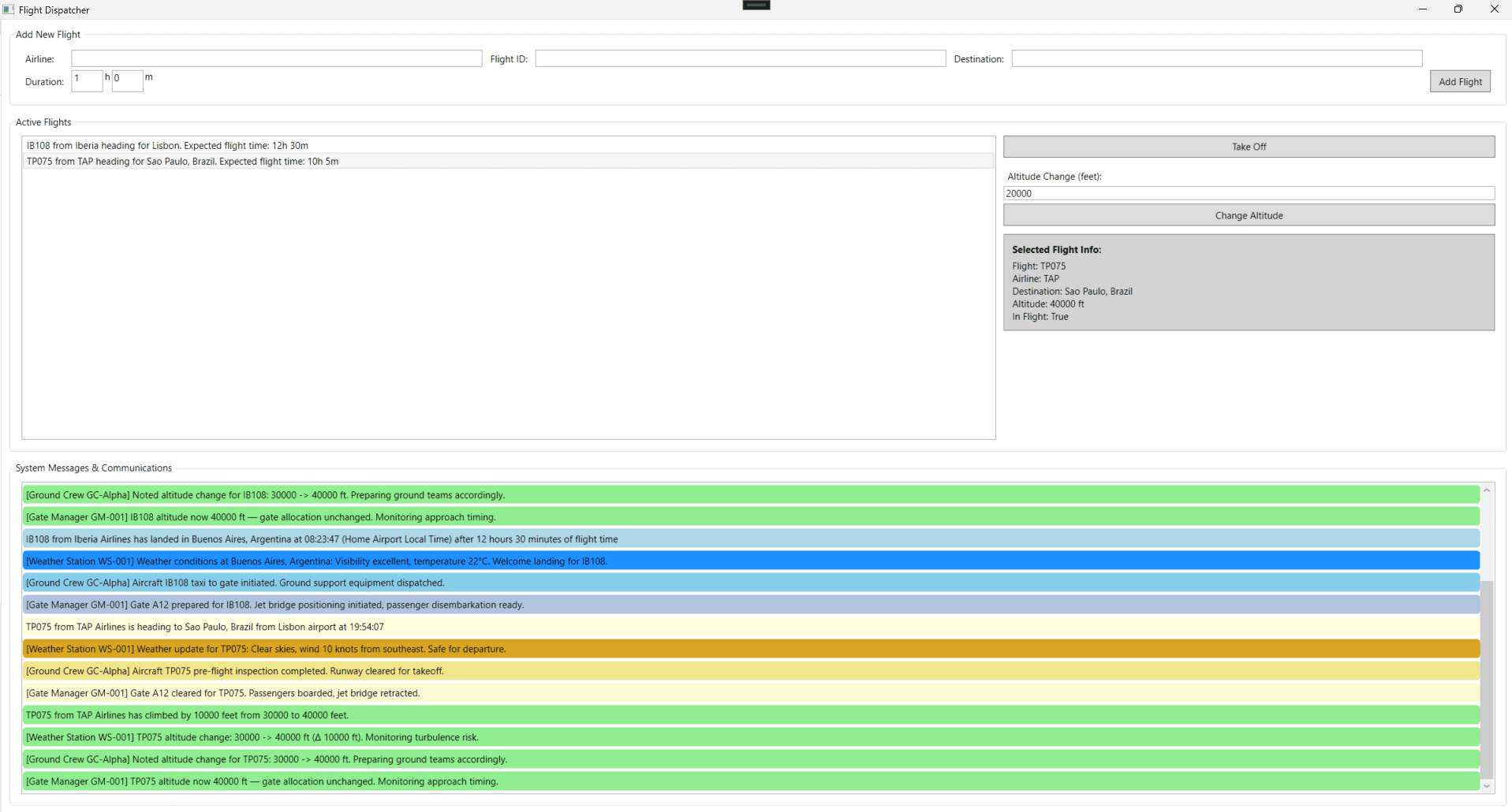 C# WPF Flight Dispatcher - Event-Driven Flight Simulator